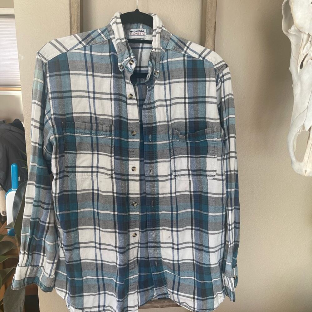 Oversized vintage flannel blue plaid. McGregor classic brand.